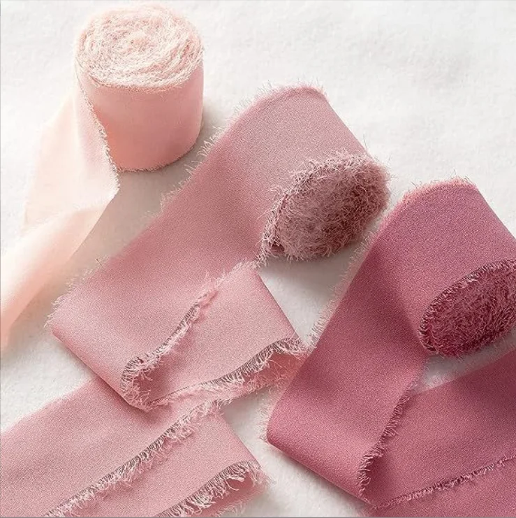 Flower Bouquet Packing Soft Handmade Rough Edge Frayed Raw Chiffon Ribbon