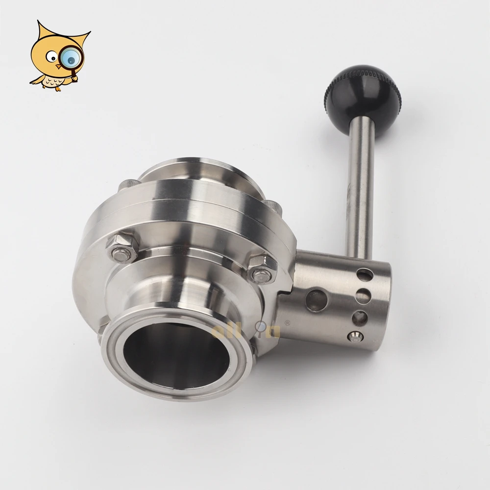 ALL IN Top Rated 304 Stainless Steel 1.5 Inch Tri Clamp Sanitary Pull Handle Butterfly Valve for Brewery Tube Connection