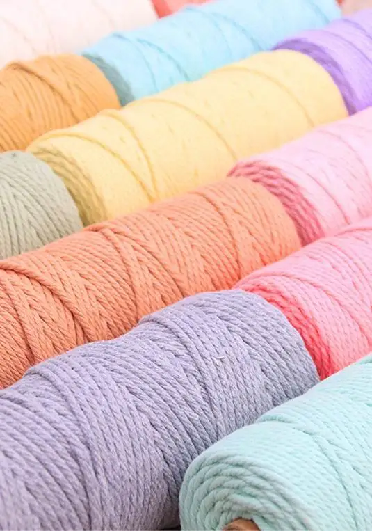 Handmade DIY Decorative Cotton Rope Tapestry Waxed Finish Braided Rope for Bags Colorful Cotton Thaler Bundle Strapping Rope