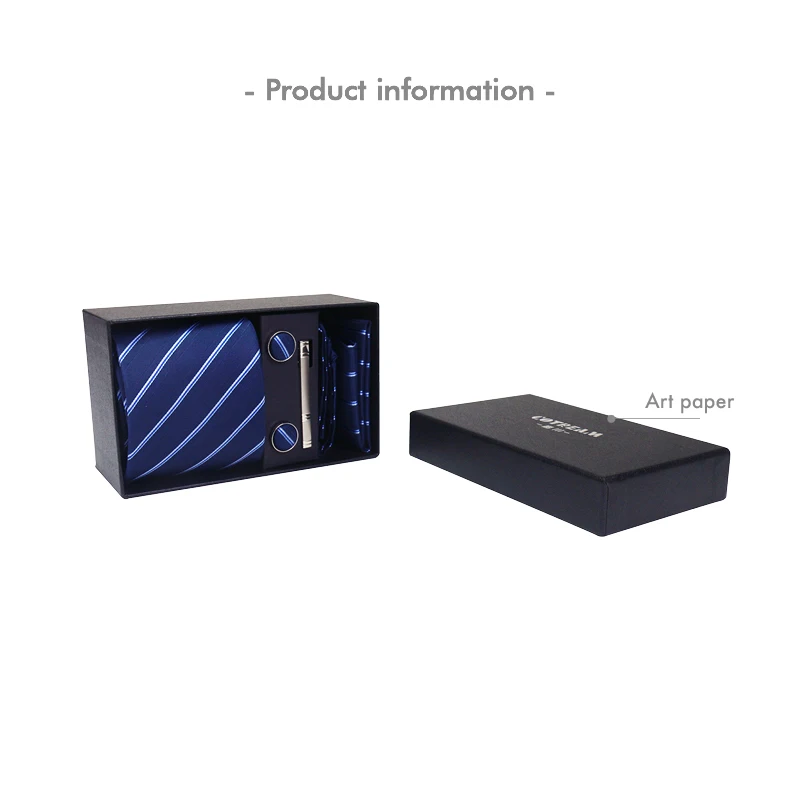 Custom Logo Printed Cardboard necktie packaging mens tie sets gift box
