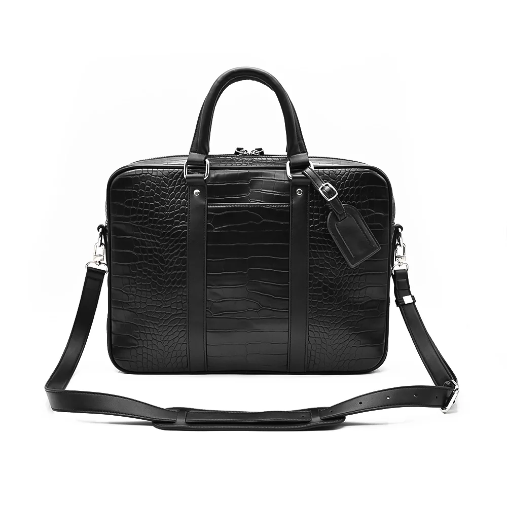 New Design Laptop Bag High Quality Crocodile PU Leather Bag Durable Messenger Bag with Hanging Tag