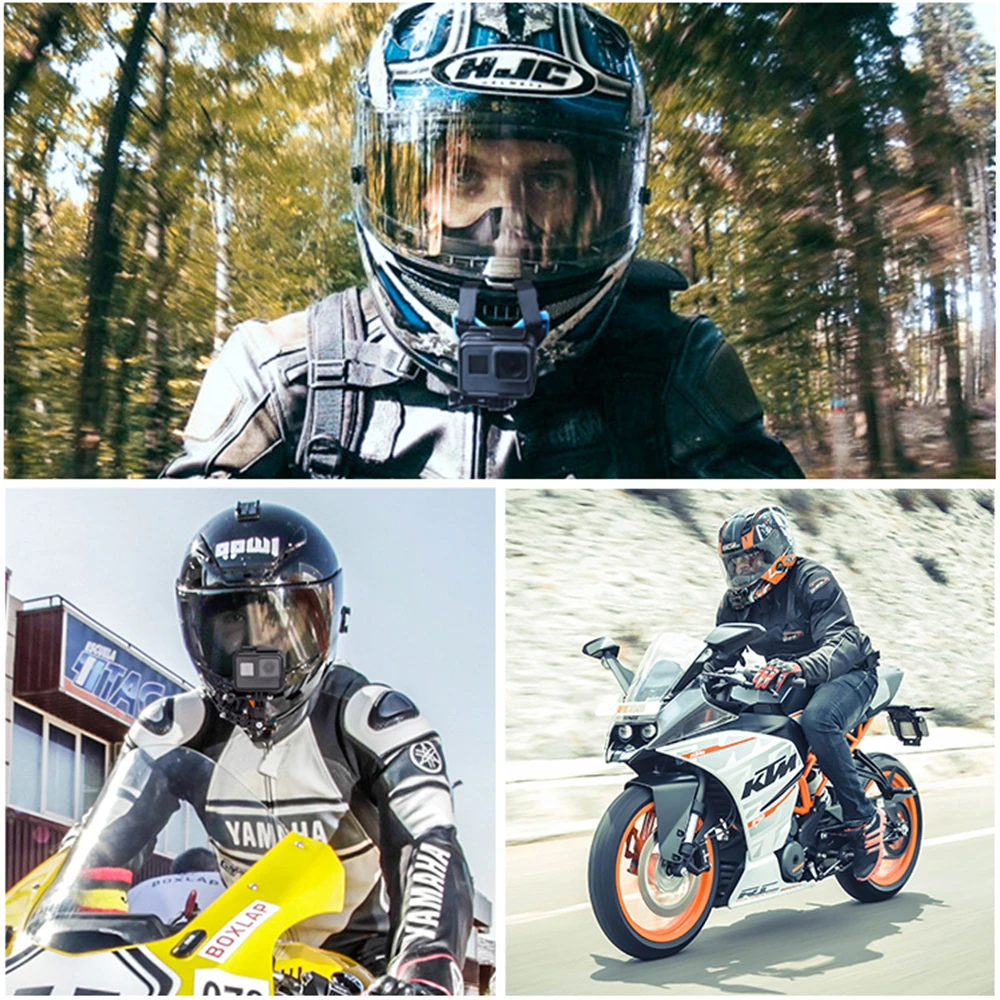 Motorcycle Go Pro Action Sport Camera Helmet Strap For Gopro Hero 10 9 8 7 5 6 4 Dji Osmo Yi Sjcam