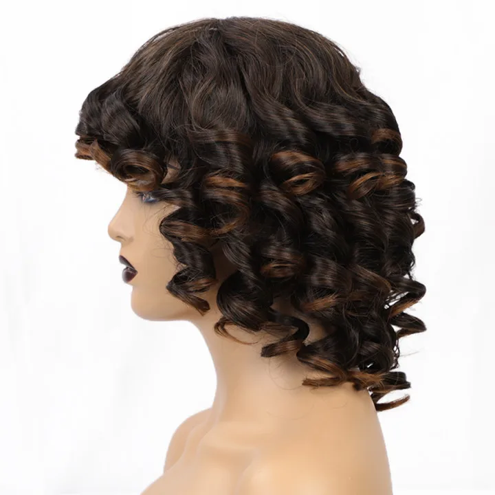 2021 fashion Synthetic European And American Style Fashionable Curly Hair Fluffy Big Wave Wig for Black Women hd lace