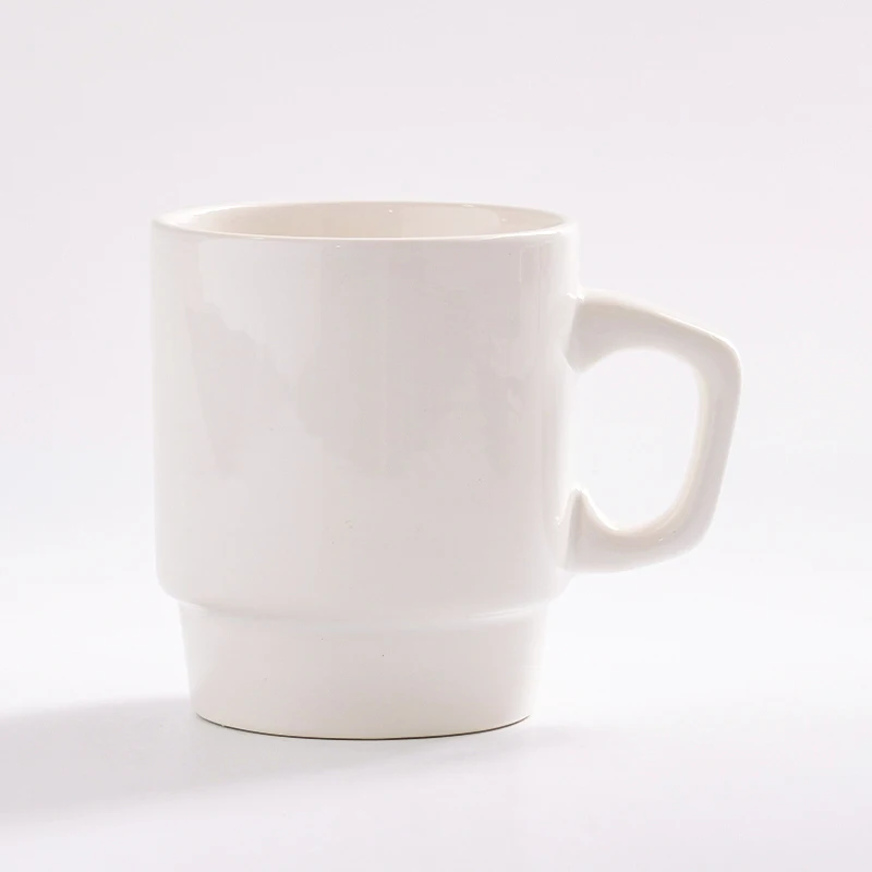 Stackable 240ml 8oz Custom Colored Ceramic Cup Coffee Mug With Handle
