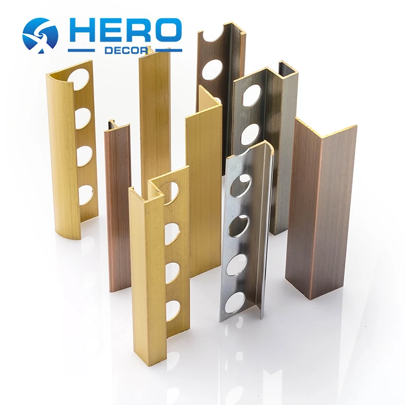HERO Flooring Accessories Brass Tile Trim Copper Tile Profiles T Shape U Shape Square Brass Corner Edge Trim for Protection