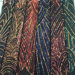 HLJ233 wholesale gold mesh 5mm sequin fabric for wedding party