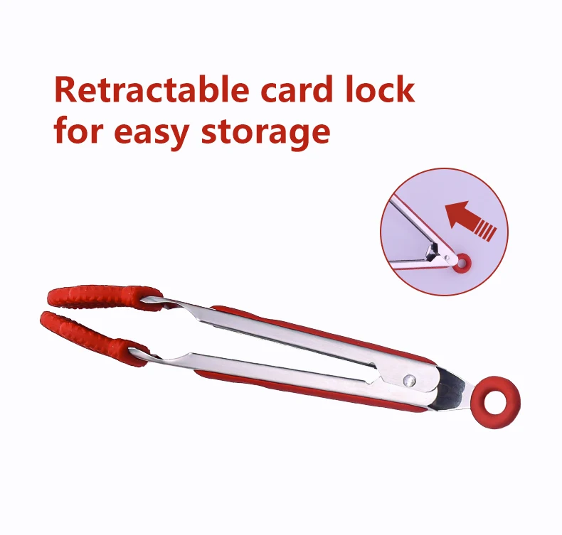 High quality gloves shape 2pcs locking kitchen tongs stainless steel silicone food serving tongs