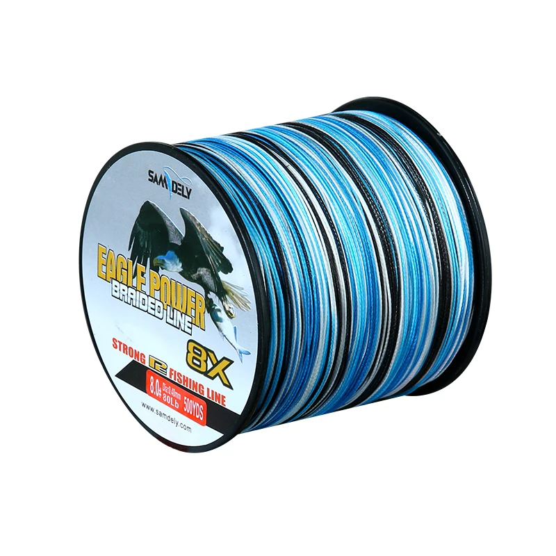 X8 UHMWPE многонитевая полиэтиленовая плетеная леска 500 ярдов для морской рыбалки
