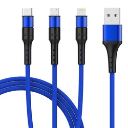 Mobile Phone Charging 3 In 1 Micro Usb Type C Cable Data Charger Cable