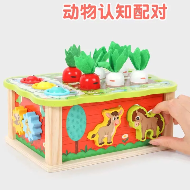 Wooden Montessori Toys Fishing Game Carrot Harvest Stacking & Sorting Sensory Educational Fine Motor Toys for Toddlers