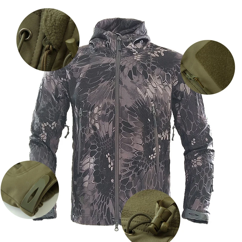 Mens Warm Fleece Lining Windproof Hooded Mountain Hardwear Waterproof Softshell Jacket Hiking Outfit Outdoor Vitals Jacket