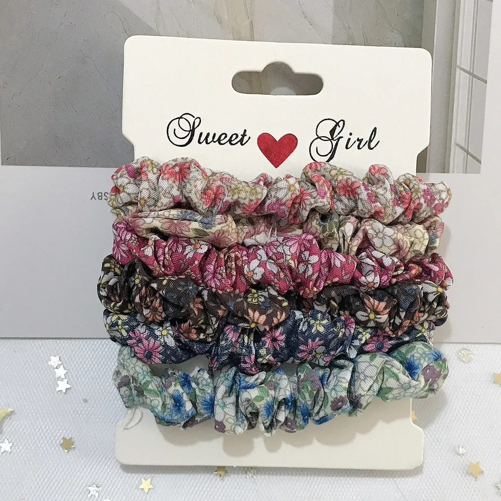 6Pcs/Set Satin Silk Solid Color Scrunchies Elastic Hair Bands New Women Girls Hair Accessories Ponytail Holder Hair Ties Rope