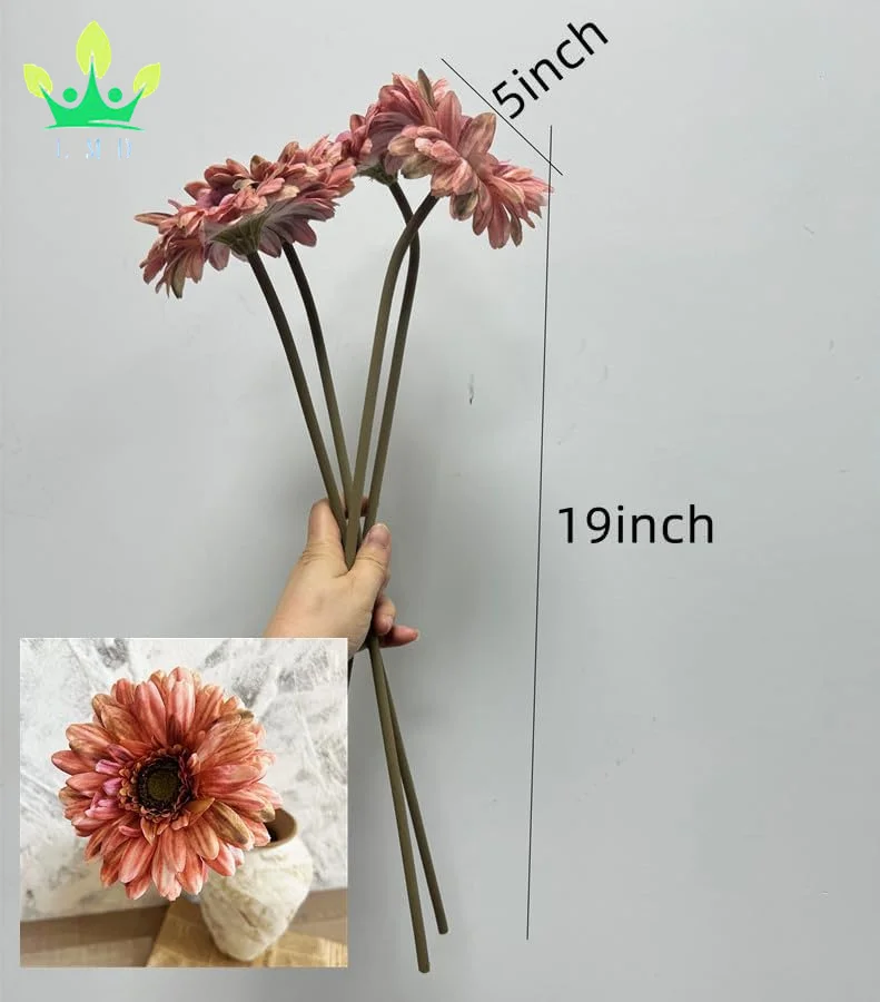 Artificial Flower Daisies Gerbera Bouquet Silk Petal Forever Plant for Wedding Bridal Bouquet Centerpiece Bridal Shower Birthday