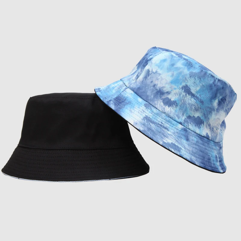 2024 New Man Woman adult bucket hat unisex dye tie reversible bucket cap hat outdoor traveling fish man hats