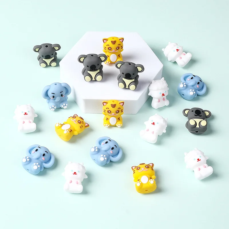 custom support  new christmas silicone 3d cute animals shape focal bead food standard for keychain pen jewelry etc.