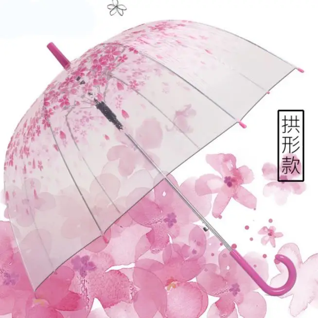 Зонт Sakura с длинной ручкой, корейский Ретро прозрачный зонт конфет, маленький зонт принцессы Apollo