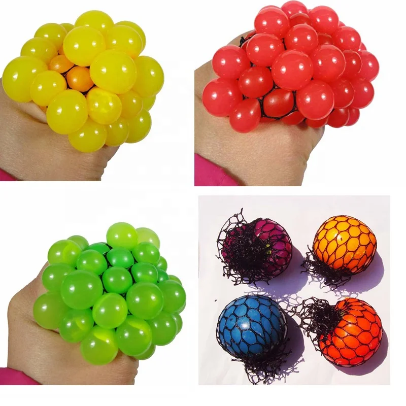 5cm 6cm Mesh Squishy Balls Stress Relief Squeeze Grape Balls Relieve Pressure Balls for Adults Gifts Promotional Toy Rubber