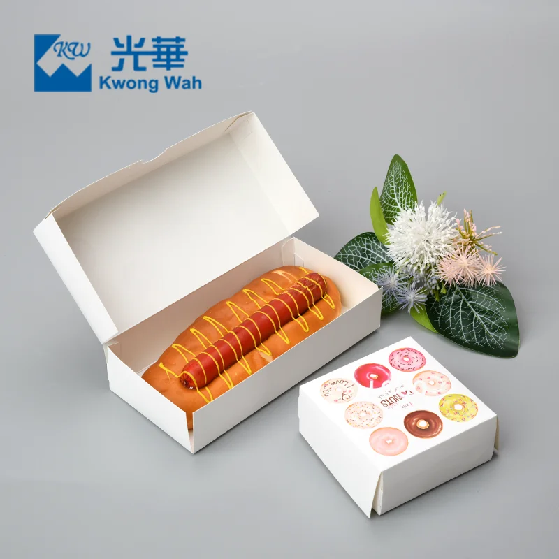 Custom Baking Box Printed Logo Breakfast Bread Paper Sandwich Paper Box For Dessert Cakes Donut Packaging