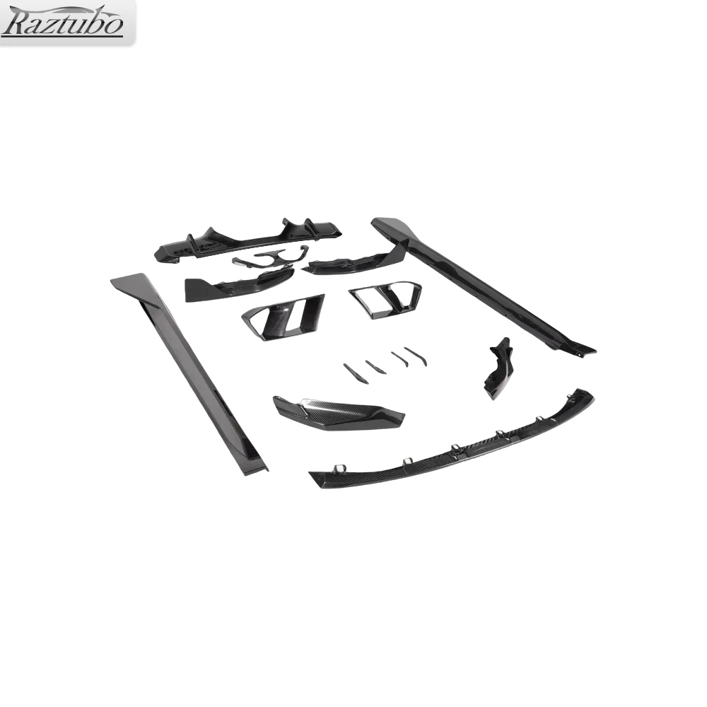 High-gloss MP style carbon fiber body kit spoiler diffuser side skirts hood front air vent for BMW M3 M4 G80 G82