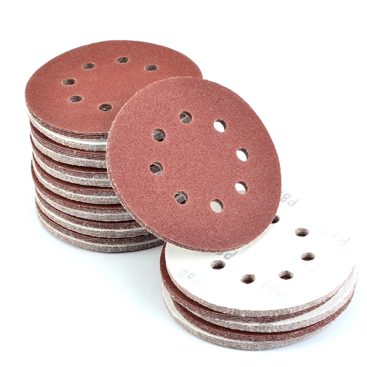 125mm 5 Inch Red Abrasive Discs  Aluminum Oxide Hook And Loop Sanding Disc 120 Grit Sandpaper Sander Round Sand Paper