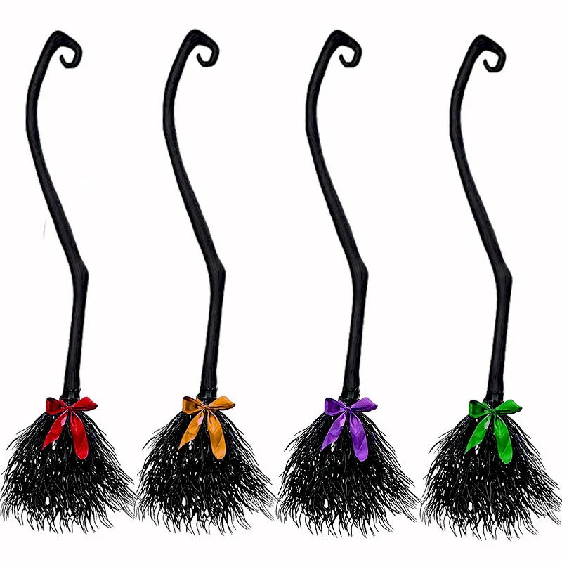 Wholesale halloween decoration cosplay dress up black plastic witch magic broom