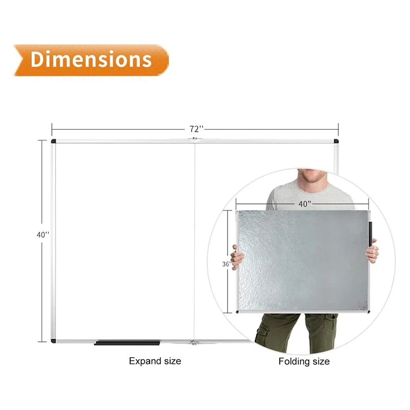 Large Magnetic Dry Erase Board with Pen Tray | Wall-Mounted Aluminum Message White Board for Office Home and School