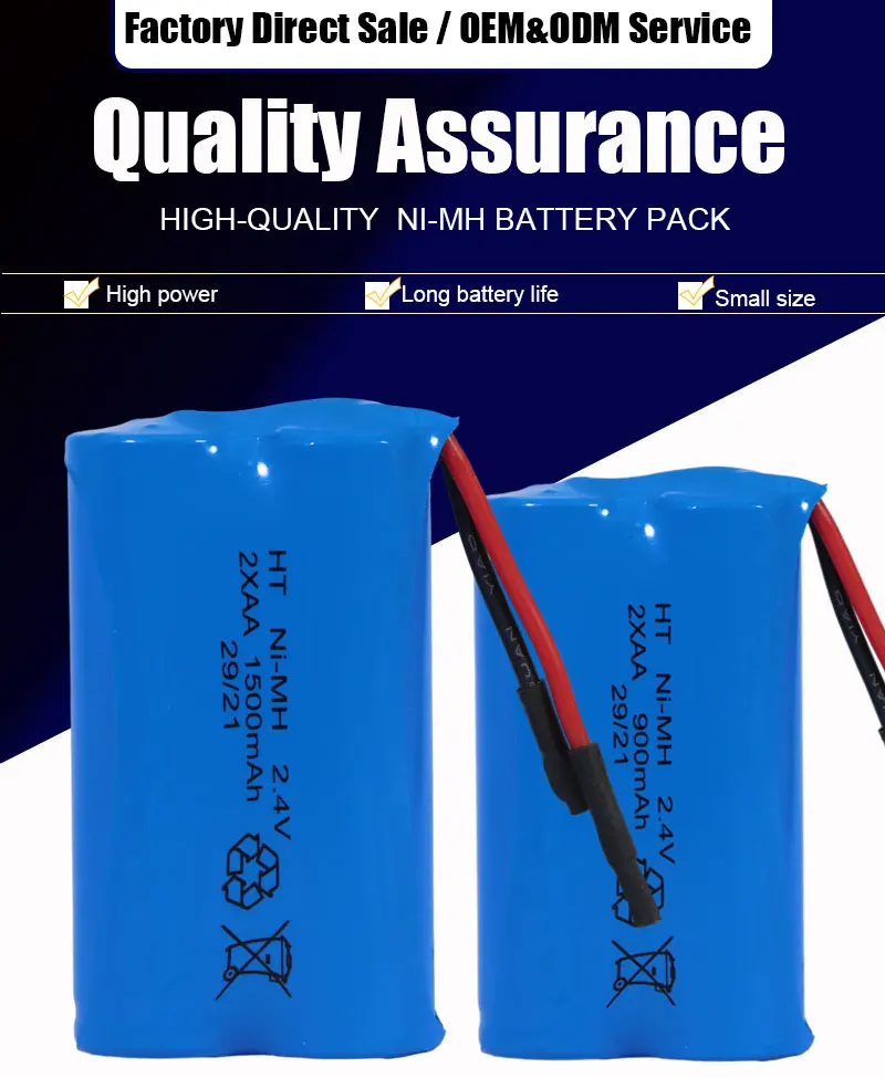 Custom Rechargeable 2S1P 900mAh 1500mAh Battery Pack Nimh Battery Pack 2.4V for Electric Products