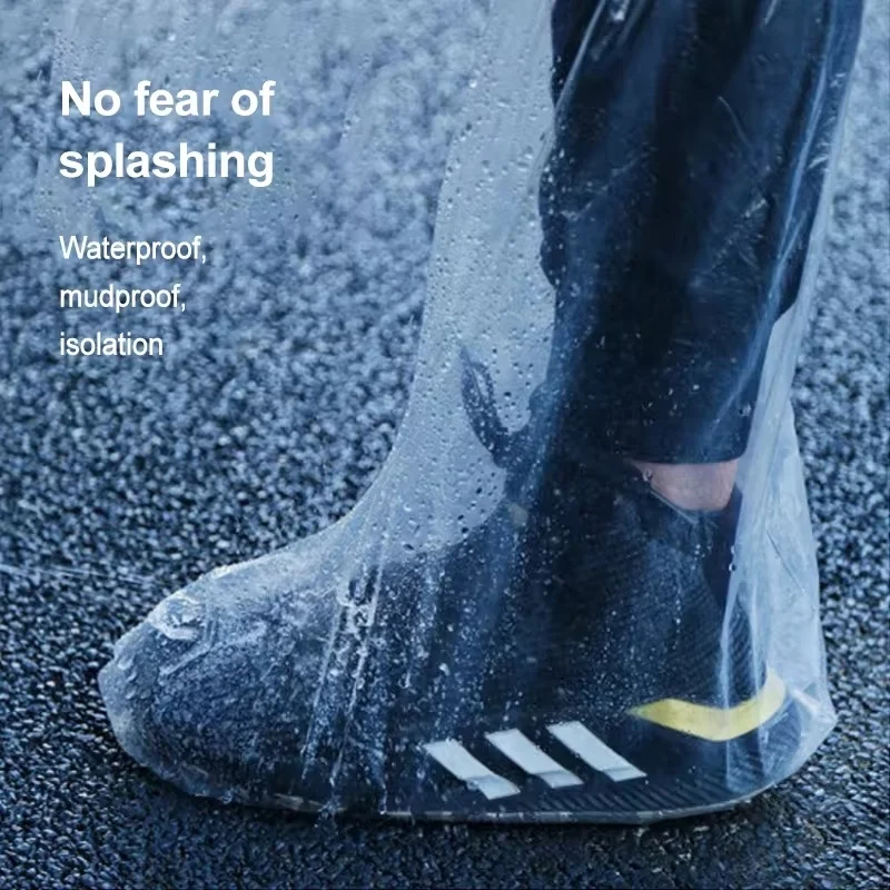 PE Disposable Durable Thickened Non Slip Long Boot Covers Waterproof Rain Boot Shoe Covers PVC Adult Plastic Unisex