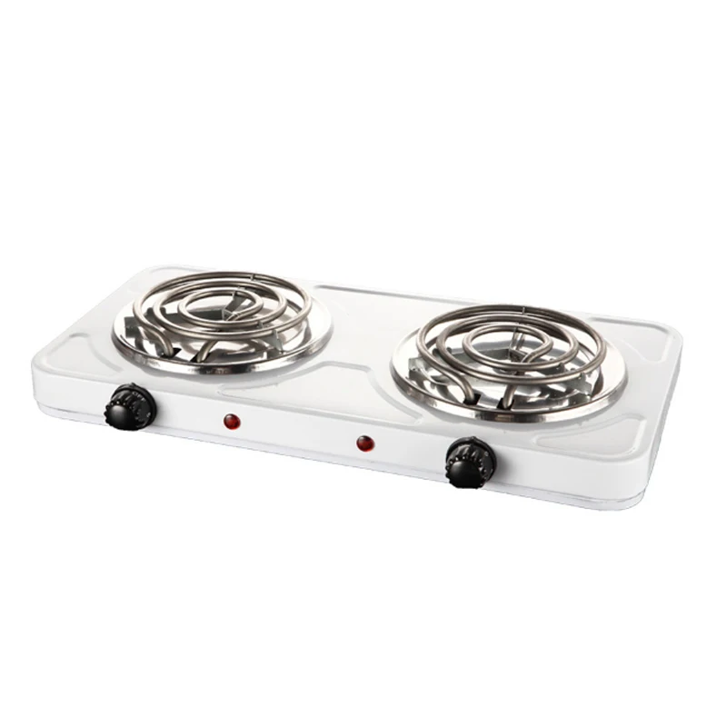 Электрическая белая портативная Современная чугунная плита, плиты с двойной горелкой 2000 Вт, электрическая плита с двойной горелкой