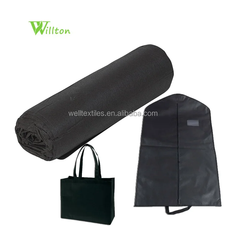 Оптовая продажа, дешевый черный нетканый материал, рулон tnt, нетканый материал, рулон ткани, текстильное сырье для одежды, сумки-тоут