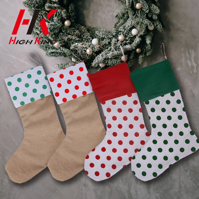 Wholesale Linen Candy Gift Bag Cute Xmas Decoration Christmas Sock Unisex 1 Pc/opp Bag Drawstring Simulated Composite Linen Red
