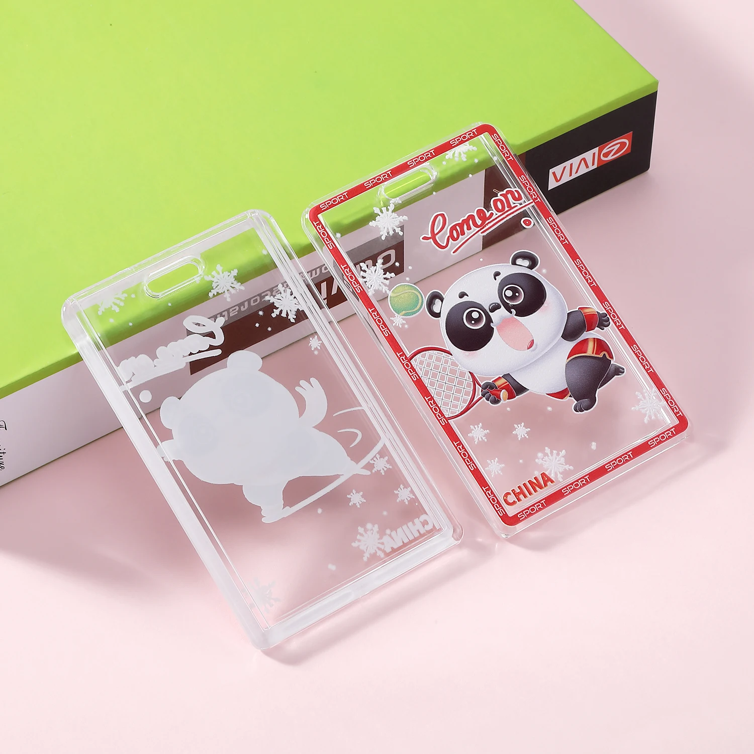 Пользовательский модный короткий шнурок из ПВХ, ремешок на запястье с акриловым держателем для карт, держатель для значков