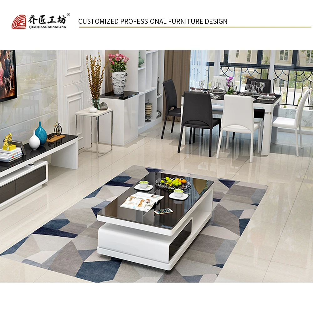 Современная мебель для гостиной черный стеклянный журнальный столик простой деревянный журнальный столик