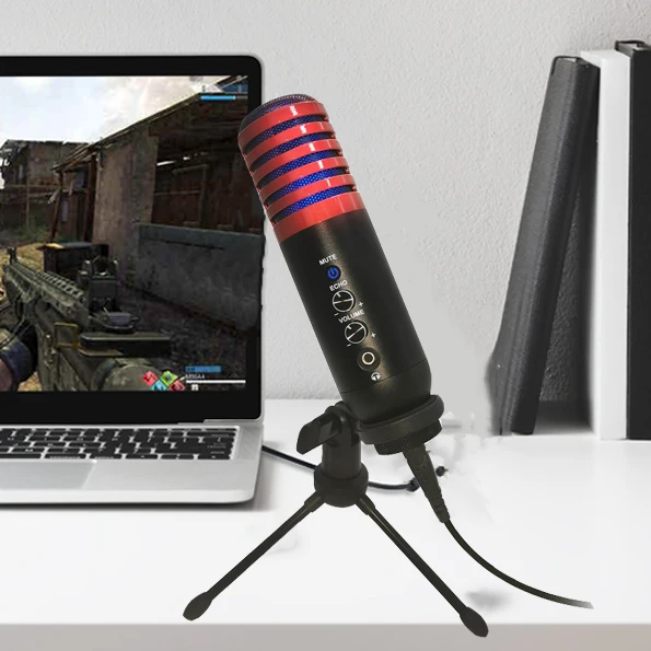 Factory Direct Sale RGB Condenser USB Desktop Computer Microphone Gaming Youtube Recording Studio Microphone for PC