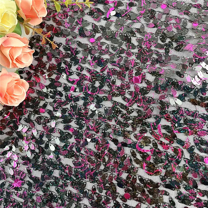 Special Encrypted Sequins And Foil Printed Fabric Wedding Sequins Costume Dance wear Party Stage Fabric Hot Sale