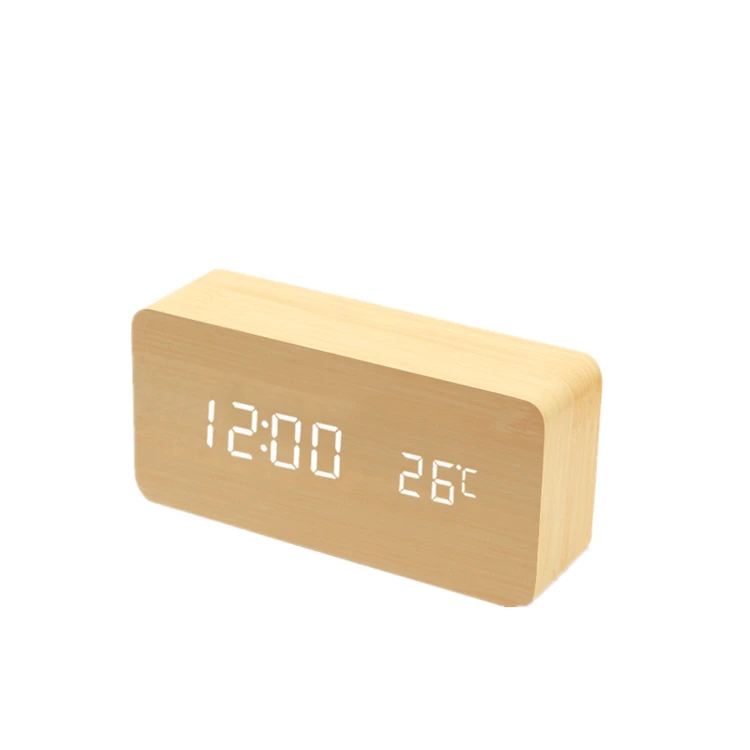 
China factory cheap digital led wooden alarm clock 