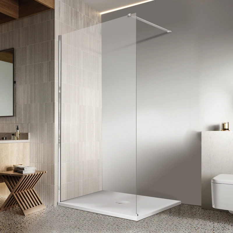 Frameless Fixed Shower Glass Panel SGCC Tempered Glass Walk In Shower Door Screen