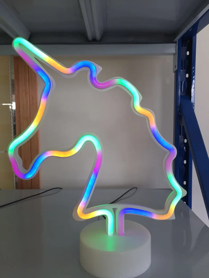 LED Neon Lights Flamingo Unicorn  Rainbow Lights Battery USB holiday party Decorative Lights