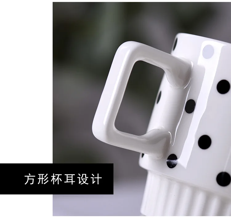 Nordic Porcelain Polka Dot Geometric Mug Hepburn Style Black and White Printing Drinkware Gift Ceramic Stacking Coffee Mugs Cup.jpg