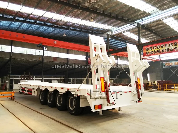 QUEST Factory Supports Custom 4 Axles Lowbed Semi-Trailer Wabco Brake System Efficient Steel Truck Trailer
