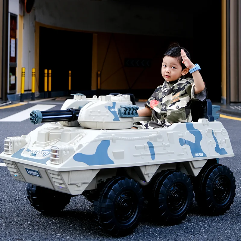 2022 Wholesale high quality ride on car kids electric toy tank riding toy electric tank 12V 6X6 wheels