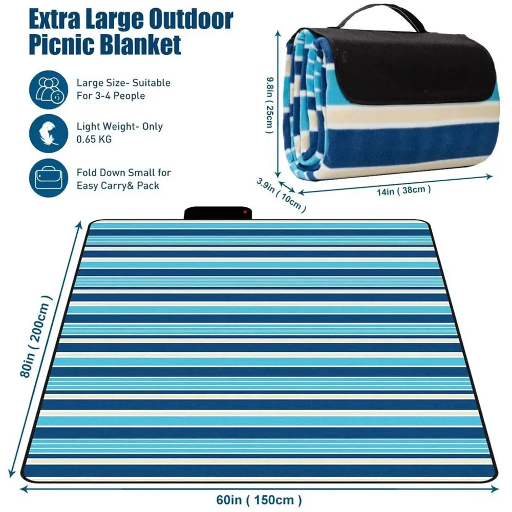 Customized Pattern Soft Suede Waterproof Beach Mat Outdoor Picnic Blanket with LOGO