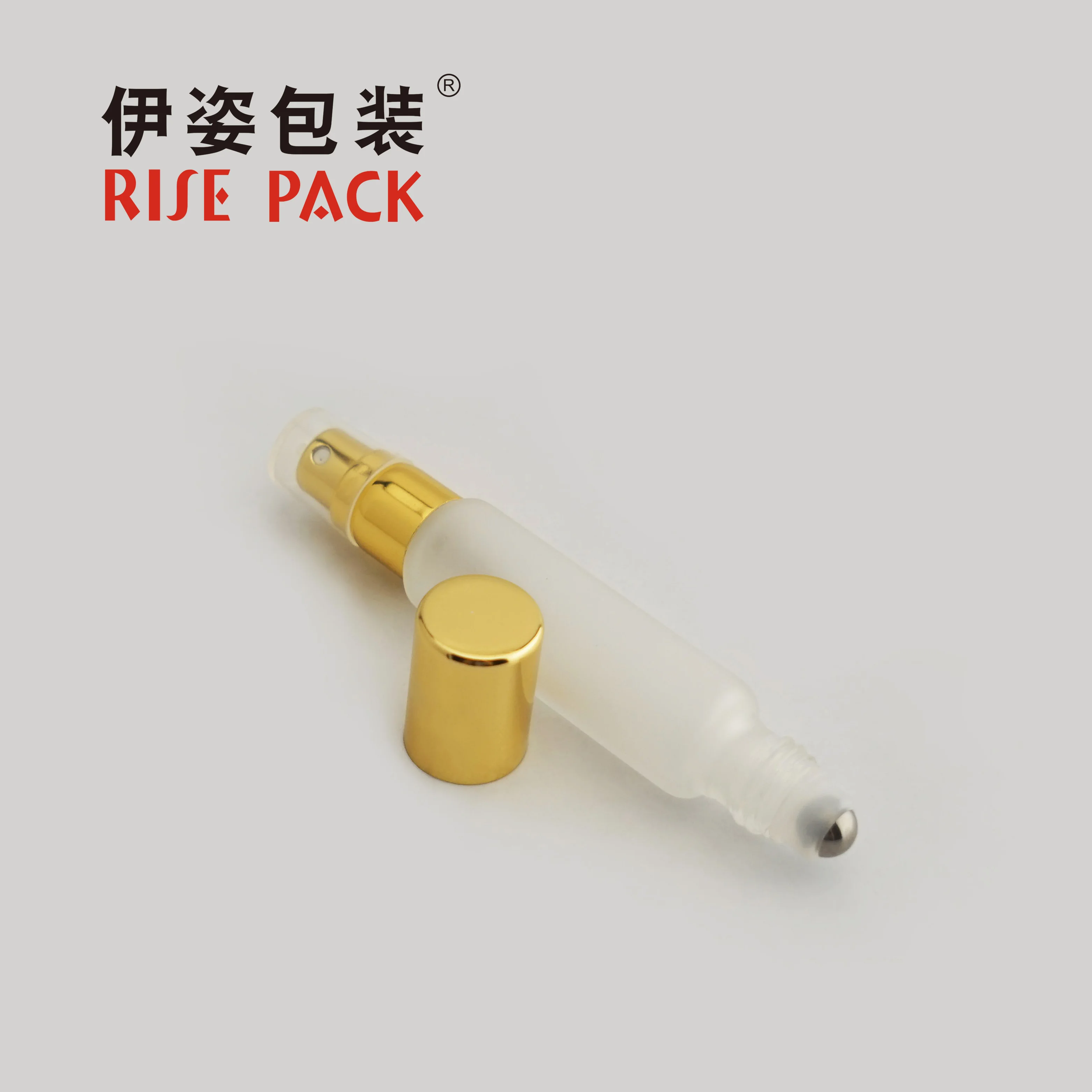 Factory Price 10ml Frosted Dual Ends Glass Cosmetic Essential Oil Perfume Bottle with Roll-On and Sprayer Two Ends