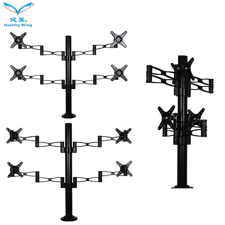 Регулируемая подставка для несколько мониторов, настольная подставка с регулируемой высотой для ТВ и мебели, кронштейн для четырехэкранного монитора