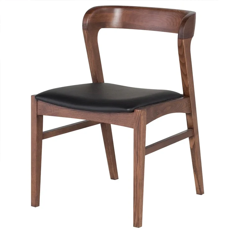 Popular Nordic Restaurant FurnitureFabric Upholstered Arm Dining Chair  Wood Armless Chair