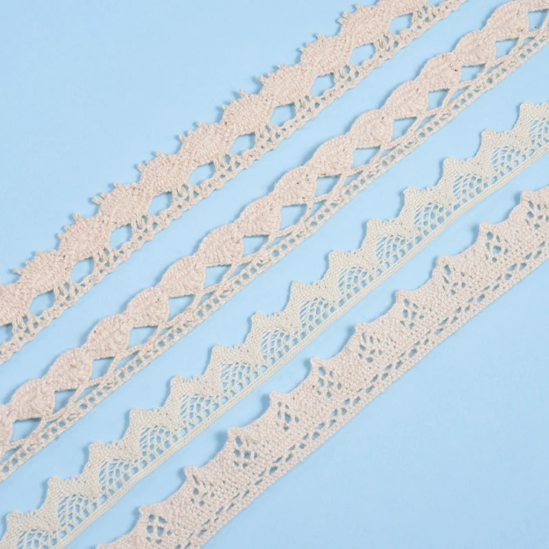 Cotton Lace Trim Vintage Lace Ribbon Crochet Cotton Lace Scalloped Edge for Bridal Wedding Decor DIY Craft Sewing Supplies