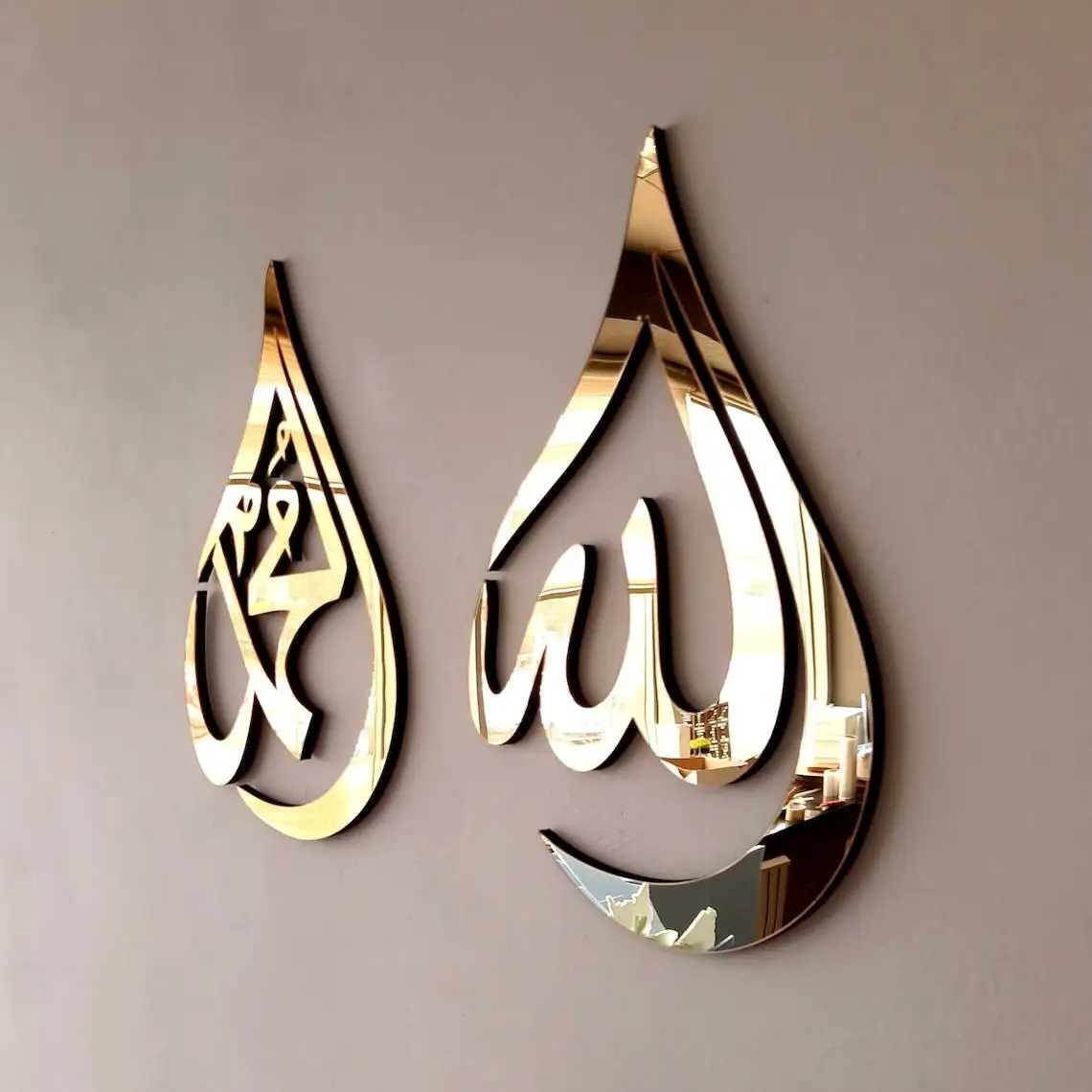 Wholesale Arabic Calligraphy Characters Mirror Wall Stickers Creative Home Living Room Decoration Acrylic Wall Stickers