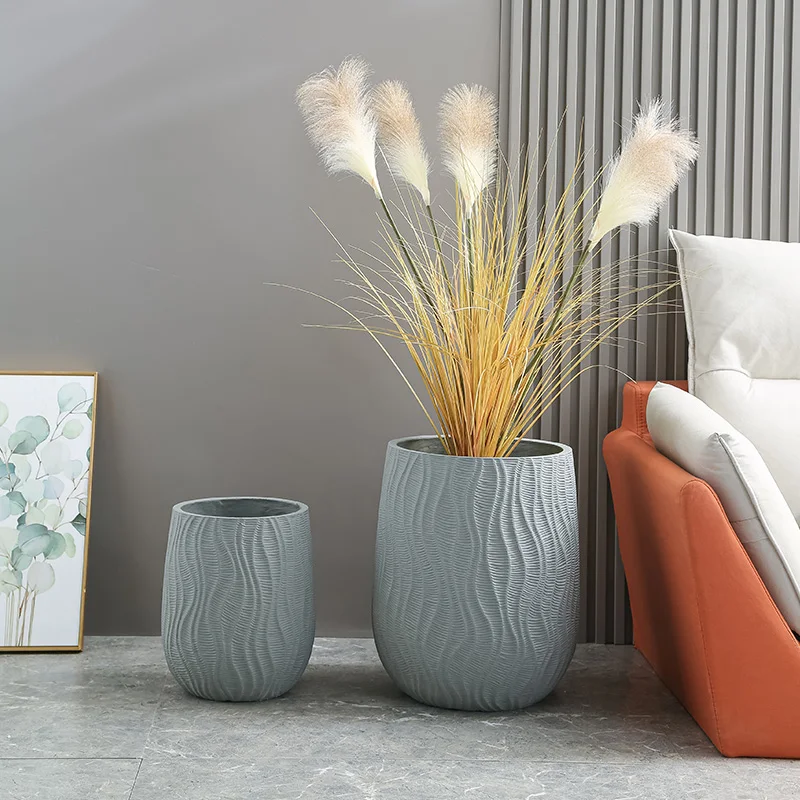 Fiber Clay Flower Garden Planter Pots Wholesale Price Fiber Flowerpots Sets For Indoor Outdoor Home Decoration