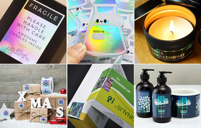 Personalized Holographic Label Printing Waterproof Logo Sticker Custom Vinyl Die Cut Hologram Sticker