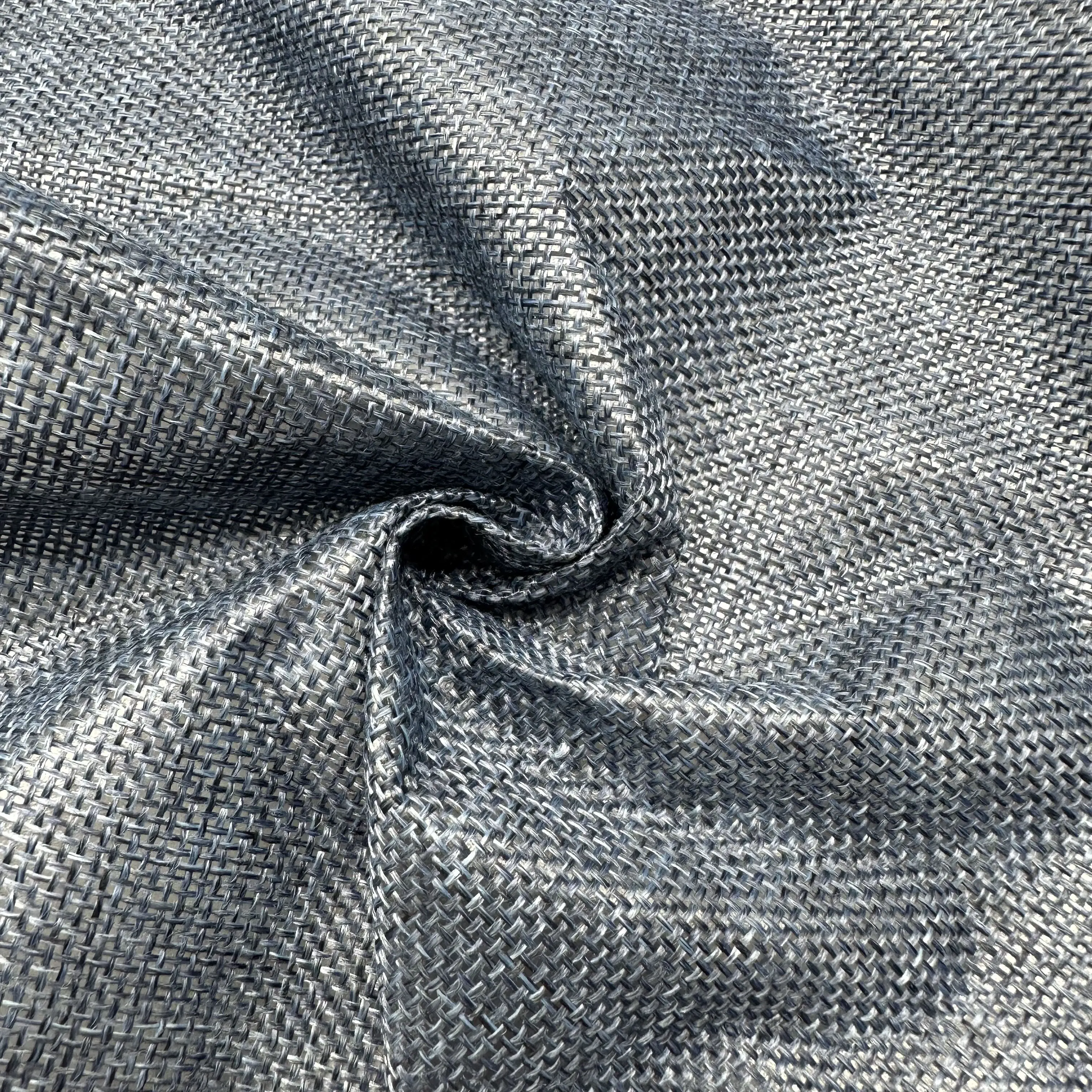 Wholesale Poly Jute Lamination Fabric home textile Linen look upholstery polyester sofa fabric Factory sales